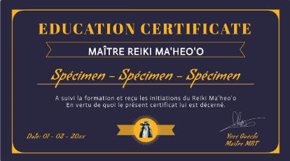 Certificat Reiki Mahéo'o